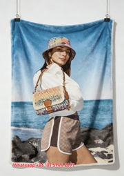 Coach Rainbow Crochet Tabby Bag Beach Print Flannel Sofa Throw Blanket C148